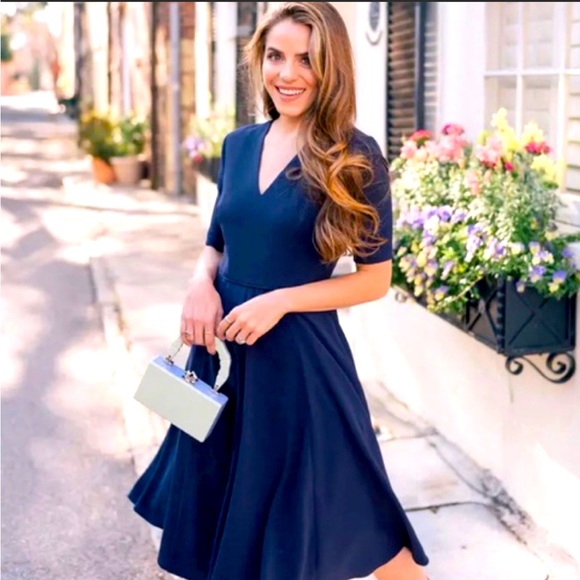 GAL MEETS GLAM blue fit & flare “Edith” DRESS sz 8 - Picture 1 of 6